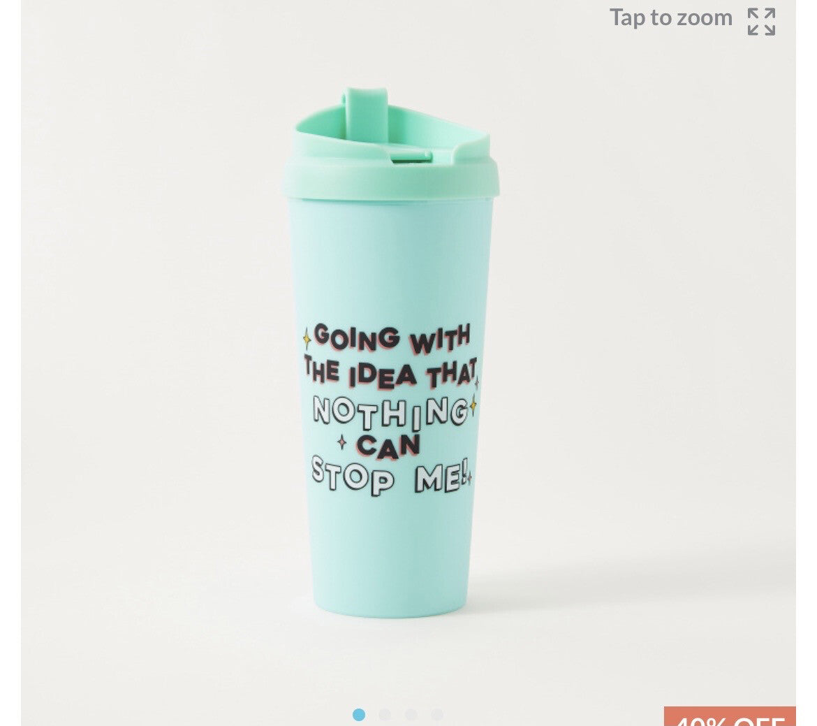 Slogan Print Round Coffee Tumbler