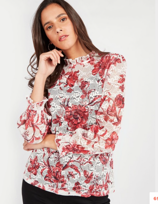 Floral Print Lace Top with