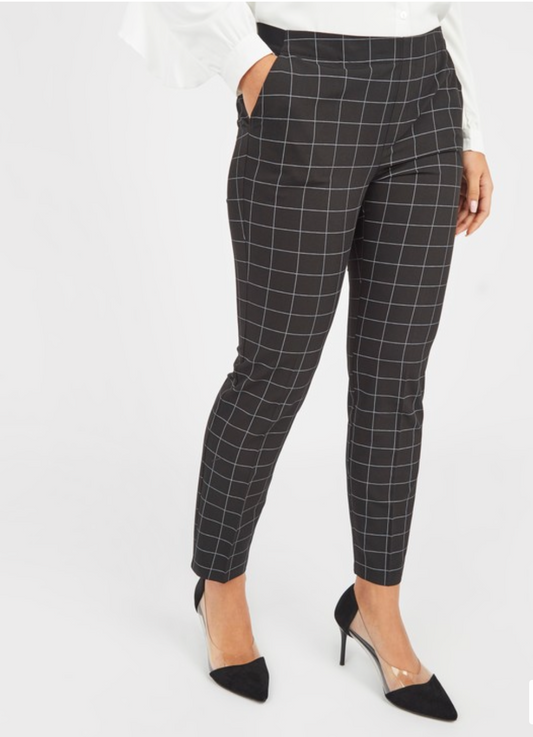 Checked Trousers with Pocket Detail and Elasticised Waistband