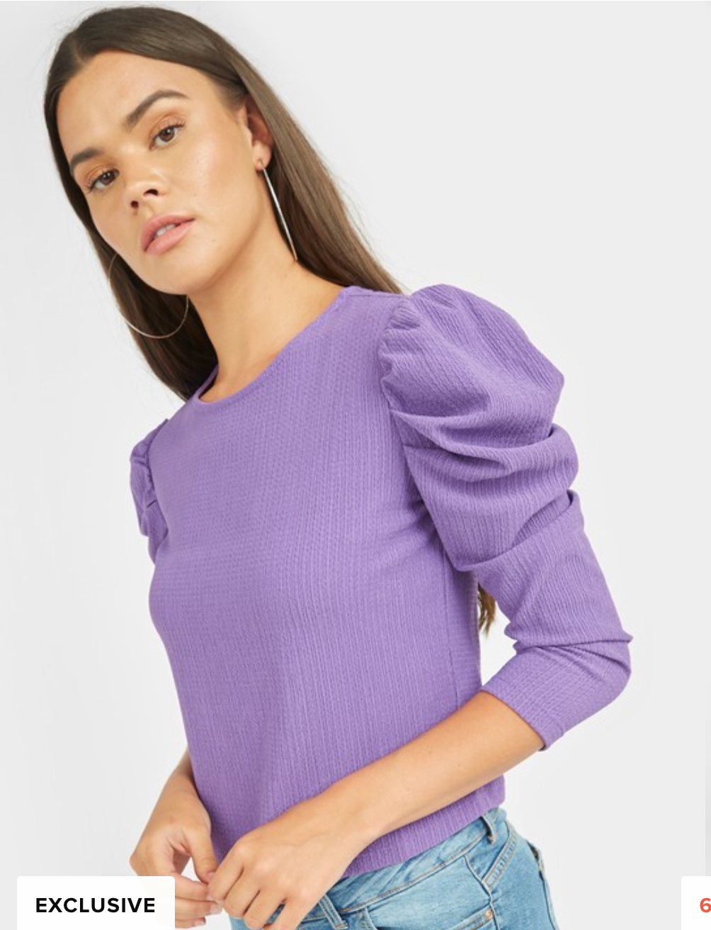Textured Top with 3/4th Puffed Sleeves – Charm