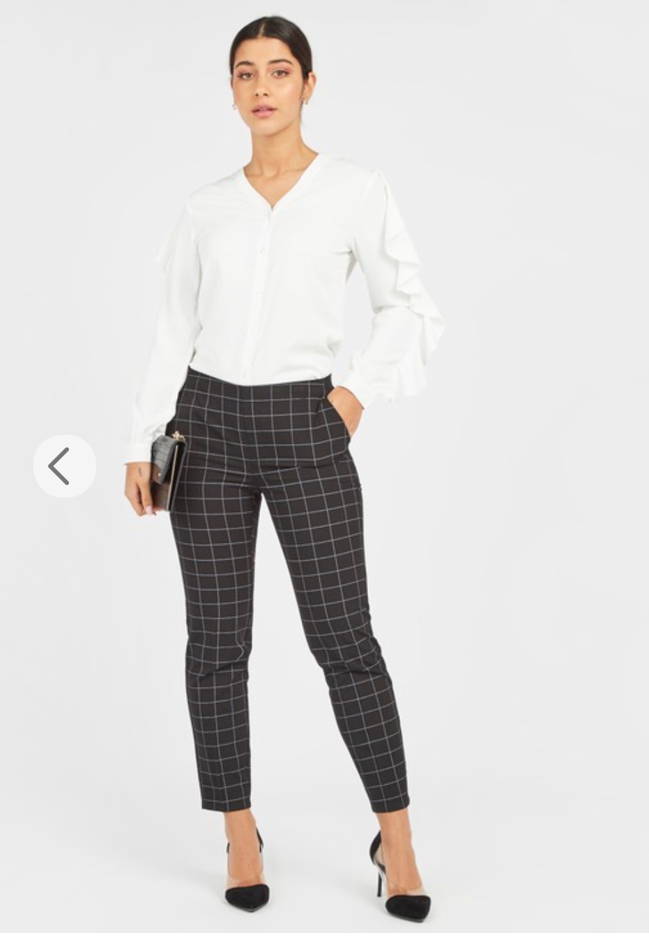 Checked Trousers with Pocket Detail and Elasticised Waistband