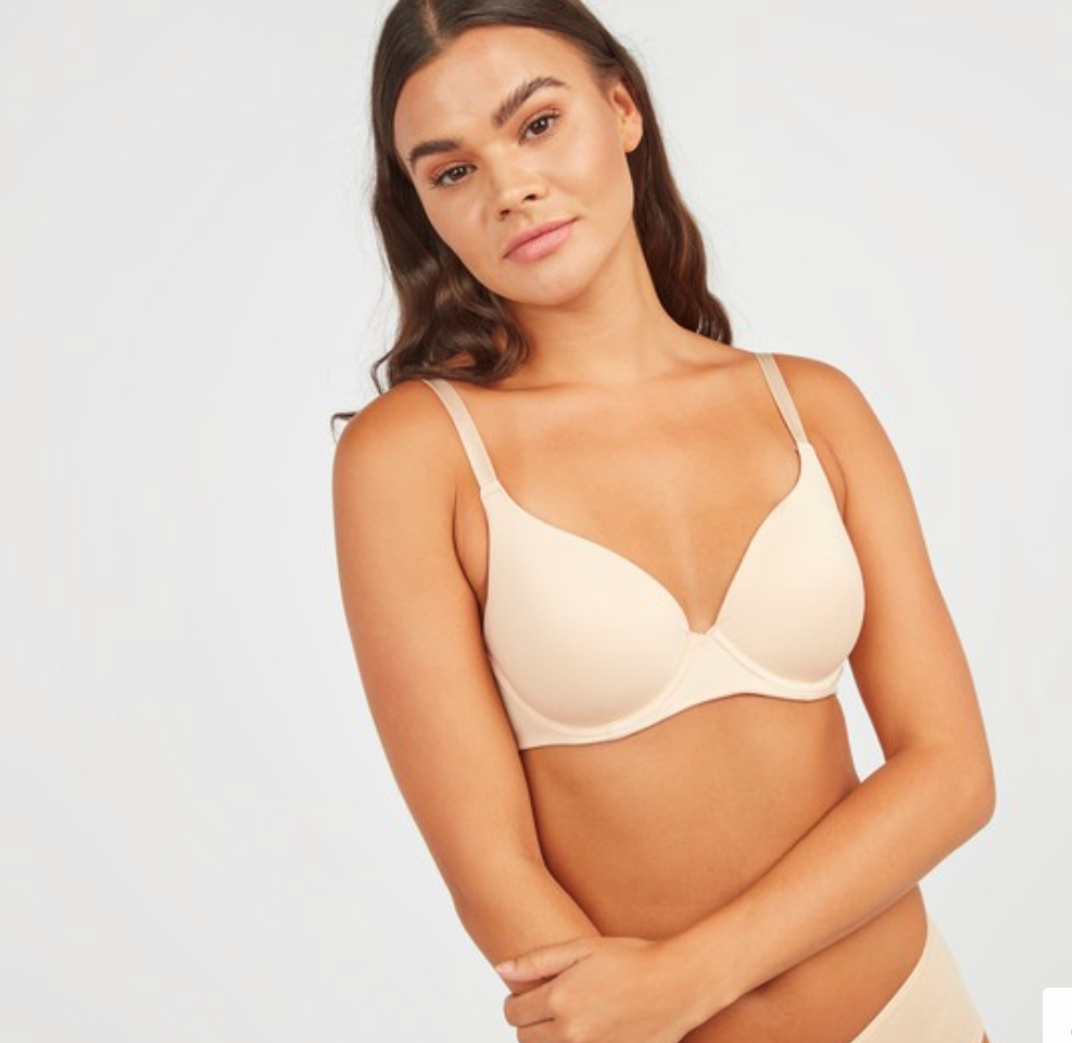 Nude Solid Padded Bra with Hook and Eye Closure
