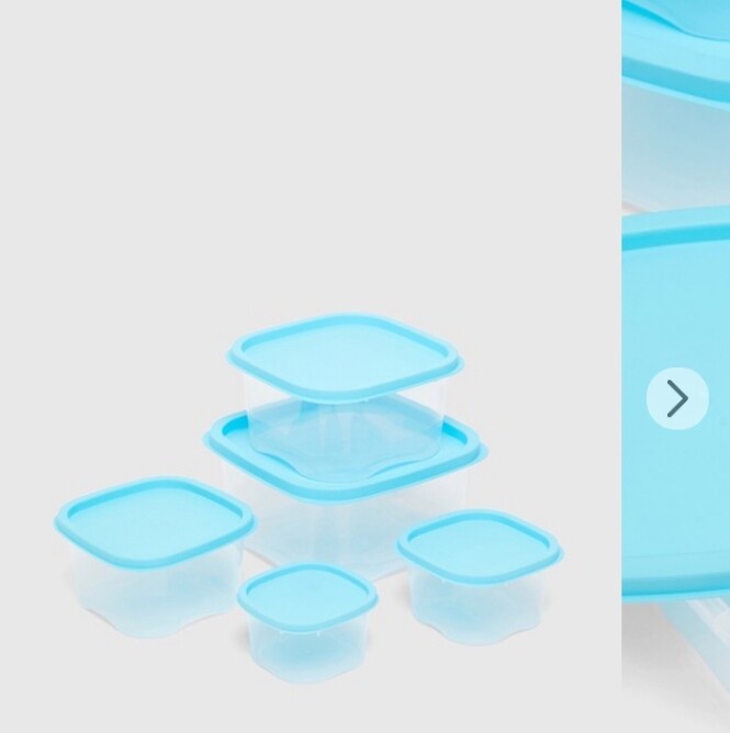 Set of 5 Plastic Food Containers in Blue Colour
