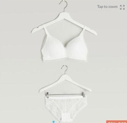 Lace Padded Plunge Bra with Briefs - Set of 2