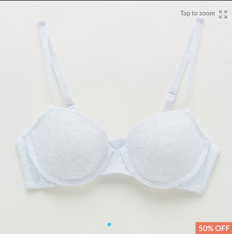 T-Shirt Bra (White and Light Grey) - Pack of 2