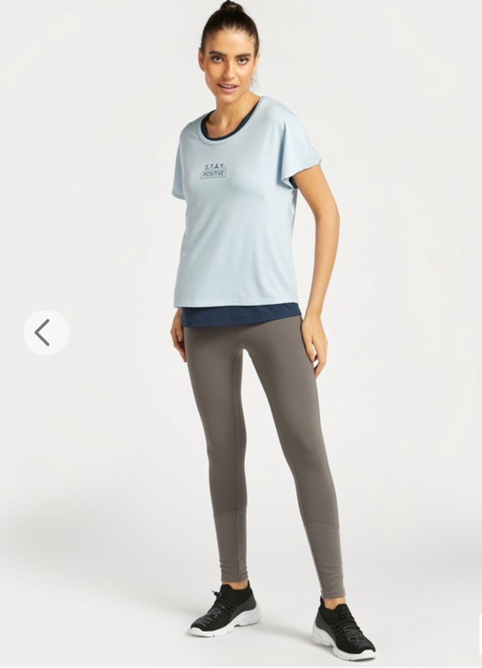 Printed Double Layered T-shirt with Back Detail and Cap Sleeves