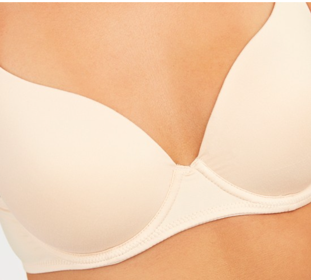 Nude Solid Padded Bra with Hook and Eye Closure