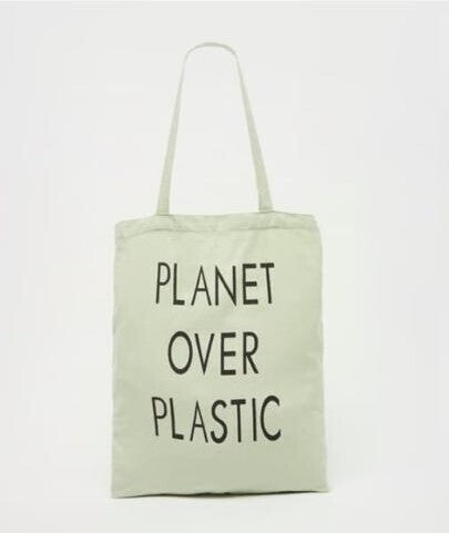 Text Print Tote Bag with Handles