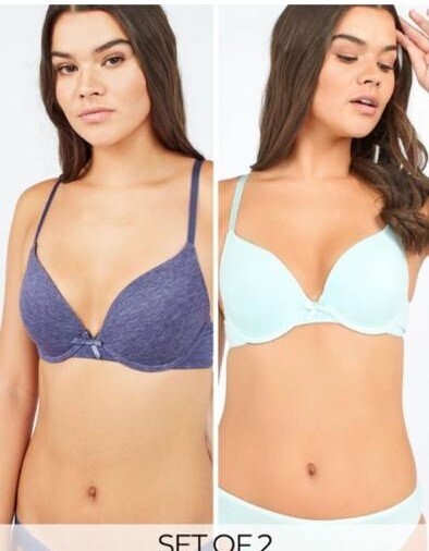 Rain Forest Solid Plunge Bra with Hook and Eye Closure - Pack of 2